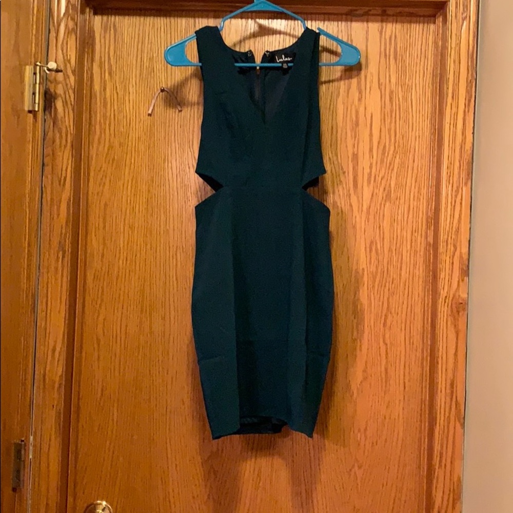 emerald green dress with side cut outs